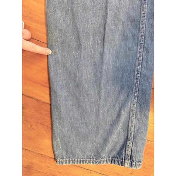 Vintage 70's JCPenney Big Mac Square Back Blue Denim Carpenter Bib Overall 34x34 - Picture 12 of 15